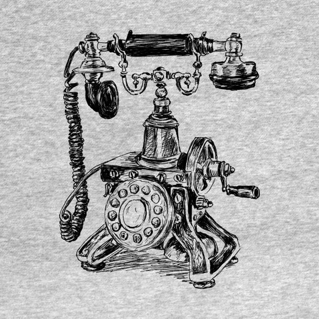 Antique Telephone Print by rachelsfinelines